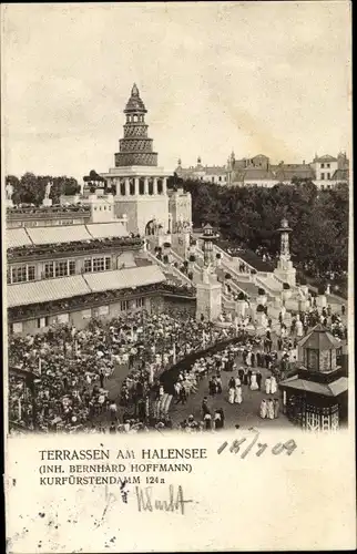Ak Berlin Wilmersdorf Halensee, Terrassen am Halensee, Kurfürstendamm 124a, Besucher