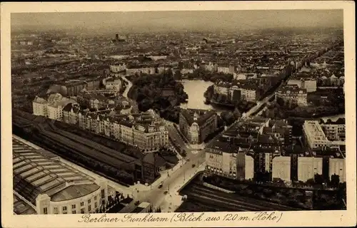 Ak Berlin Charlottenburg Westend, Blick vom Funkturm, Bahnhof, Kaiserdamm