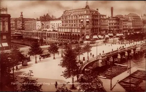 Ak Hamburg Mitte Neustadt, Jungfernstieg, Reesendammbrücke