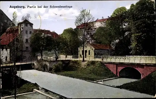 Ak Augsburg in Schwaben, bei der Schwedenstiege