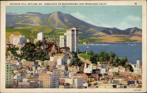 Ak San Francisco Kalifornien USA, Russian Hill Skyline, Mount Tamalpais