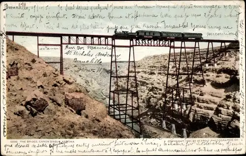 Ak Canyon Diablo Arizona USA, Brücke, Eisenbahn