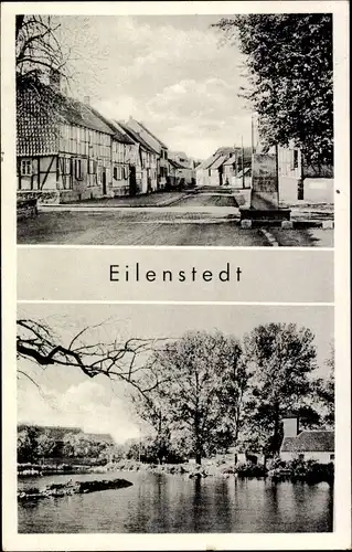 Ak Eilenstedt Huy Sachsen Anhalt, Dorfpartie, See