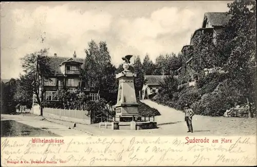 Ak Bad Suderode Quedlinburg im Harz, Wilhelmstraße, Denkmal