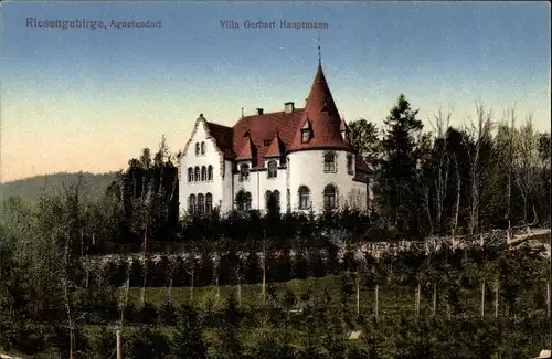 Ak Jagniątków Agnetendorf Hirschberg Riesengebirge Schlesien, Villa Gerhard Hauptmann