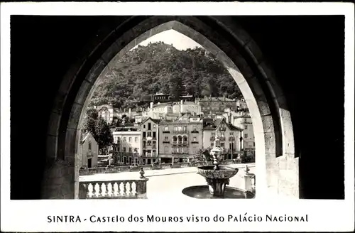 AK Sintra Cintra Portugal, Castelo dos Mouros vom Nationalpalast aus gesehen