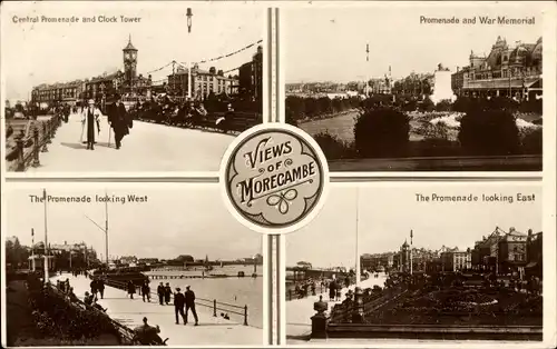 Ak Morecambe Lancaster Lancashire England, Promenade, Kriegsdenkmal