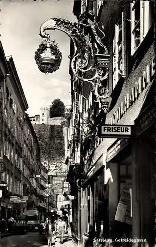 Ak Salzburg in Österreich, Getreidegasse, Geschäfte, Friseur