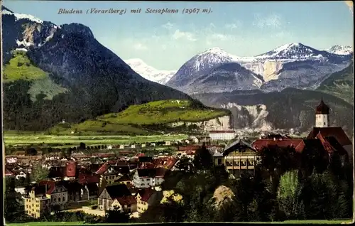 Ak Bludenz Vorarlberg, Gesamtansicht, Scesaplana