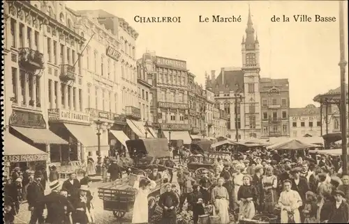 Ak Charleroi Wallonia Hennegau, Unterstadtmarkt