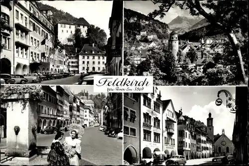 Ak Feldkirch Vorarlberg, Detailansichten, Frauen in Tracht am Brunnen