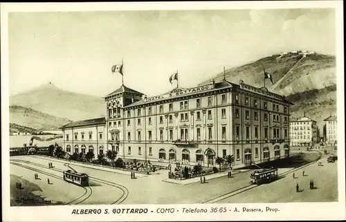 Litho Como Lombardia, Hotel S. Gottardo, Straßenbahnen