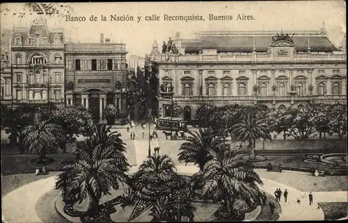 Ak Buenos Aires Argentinien, Banco de la Nacion y calle Reconquista