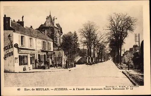 Ak Juziers Yvelines, A l'Arret des Autocars Route Nationale No. 13