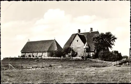 Ak Hallig Hooge in Nordfriesland, Kirchwarft