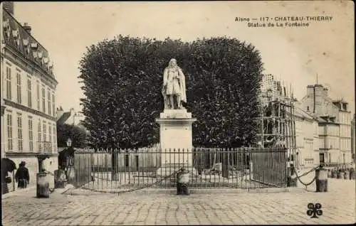 Ak Château Thierry Aisne, Statue von La Fontaine