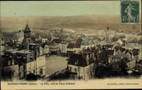Ak Château Thierry Aisne, Die Stadt, Blick auf das alte Schloss