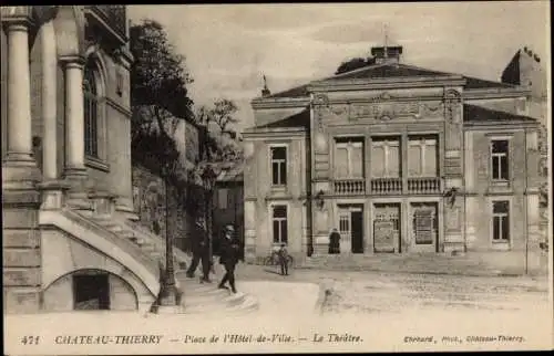 Ak Château Thierry Aisne, Place de l’Hotel de Ville, The Theater