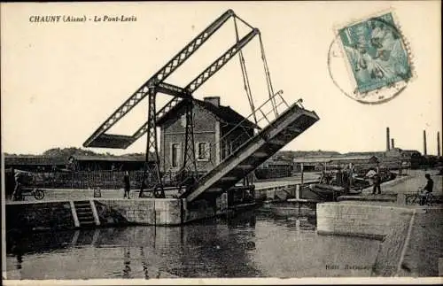 Ak Chauny Aisne, Le Pont Levis