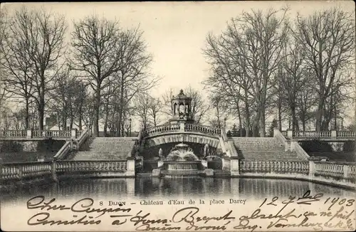 Ak Dijon Côte d'Or, Chateau d'Eau am Place Darcy