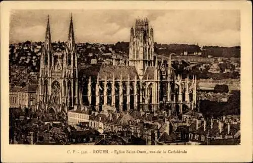 Ak Rouen Seine-Maritime, Kirche Saint Ouen, Blick auf die Kathedrale