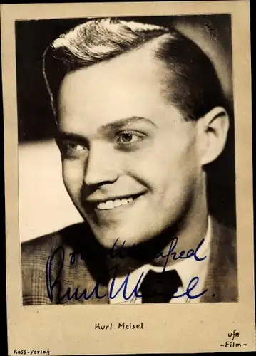Foto Autogramm Schauspieler Kurt Meisel, Portrait, UfA, Ross