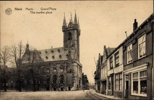 Ak Sluis Zeeland, Markt, Grand Place