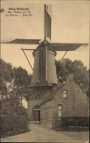 Ak Sluis Zeeland Niederlande, Windmühle