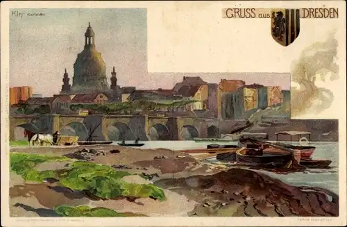 Künstler Litho Kley, Heinrich, Dresden, Stadtbild, Frauenkirche