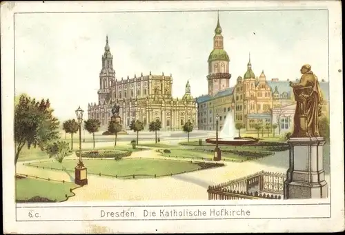 Litho Dresden Altstadt, katholische Hofkirche, Denkmal