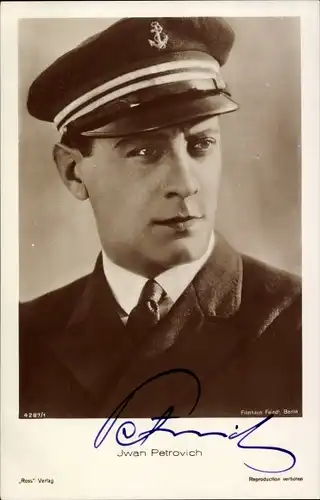 Ak Schauspieler Ivan Petrovich, Portrait in Uniform, Ross Verlag 4287 1, Autogramm