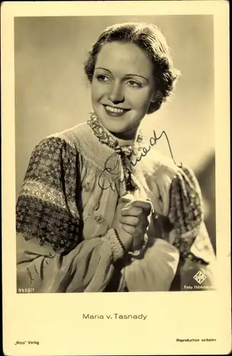 Ak Schauspielerin Maria von Tasnady, Portrait, UfA, Autogramm