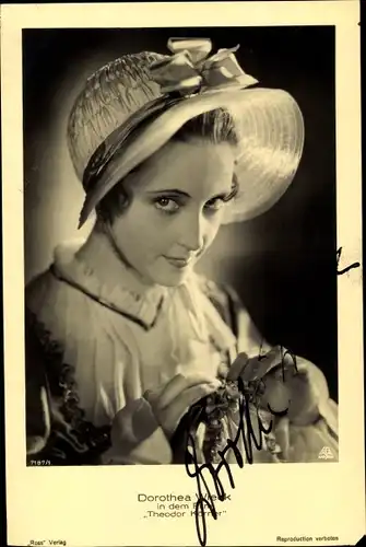 Ak Schauspielerin Dorothea Wieck, Portrait, Film Theodor Körner, Autogramm