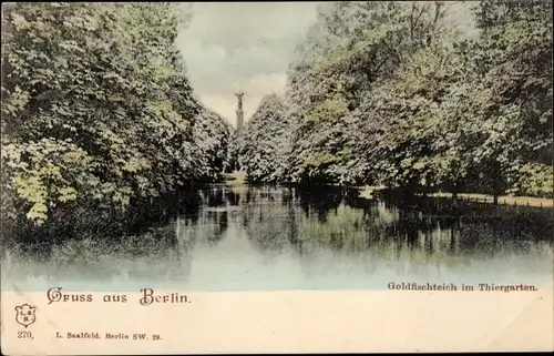 Ak Berlin Tiergarten, Goldfischteich, Siegessäule