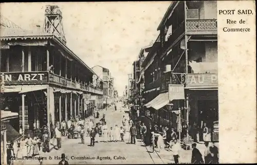 Ak Port Said Ägypten, Geschäftsstraße