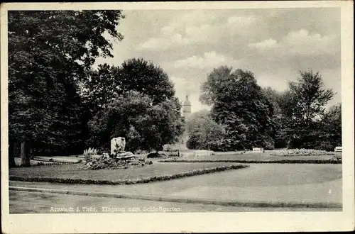 Ak Arnstadt in Thüringen, Eingang zum Schlossgarten