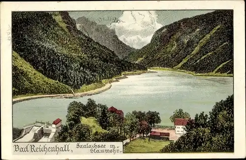 Ak Bad Reichenhall in Oberbayern, Saalachsee, Stauwehr