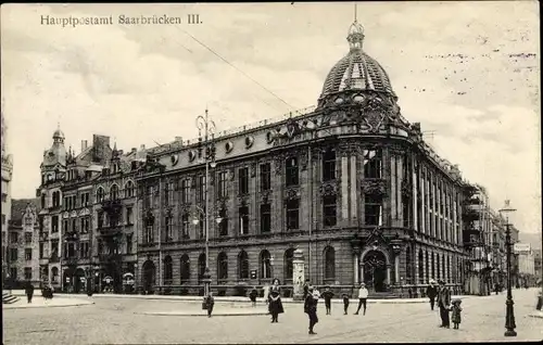 Ak Saarbrücken im Saarland, Hauptpostamt