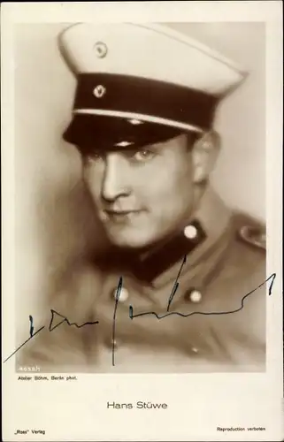 Ak Schauspieler Hans Stüwe, Portrait in Uniform, Ross Verlag 4658 1, Autogramm