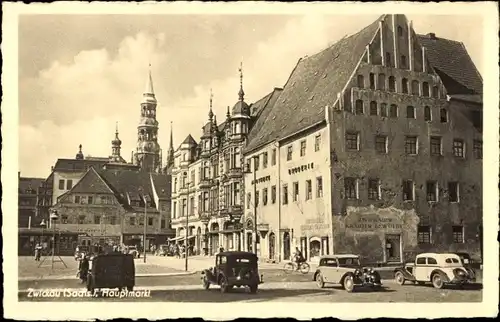 Ak Zwickau in Sachsen, Hauptmarkt, Autos