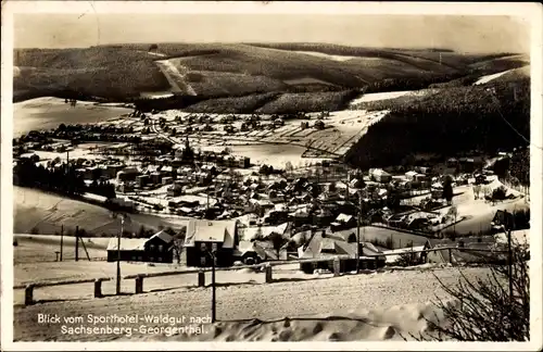 Ak Sachsenberg Georgenthal Klingenthal im Vogtland, Panorama vom Sporthotel Waldgut aus, Winter