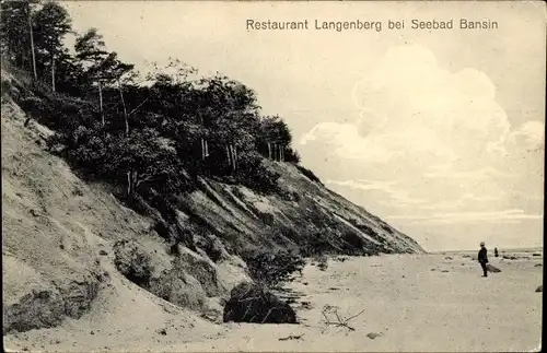 Ak Ostseebad Bansin Heringsdorf auf Usedom, Strand, Restaurant Langenberg