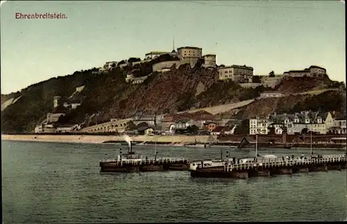Ak Ehrenbreitstein Koblenz am Rhein, Festung, Schiffbrücke