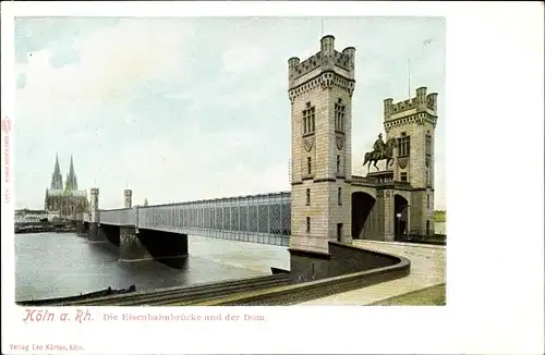 Ak Köln am Rhein, Dom, Eisenbahnbrücke