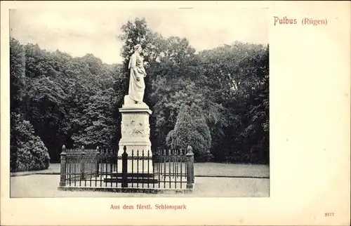 Ak Putbus auf der Insel Rügen, fürstlicher Schlosspark, Denkmal Fürst Wilhelm Malte