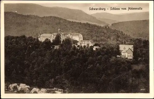 Ak Schwarzburg in Thüringen, Schloss vom Helenensitz gesehen