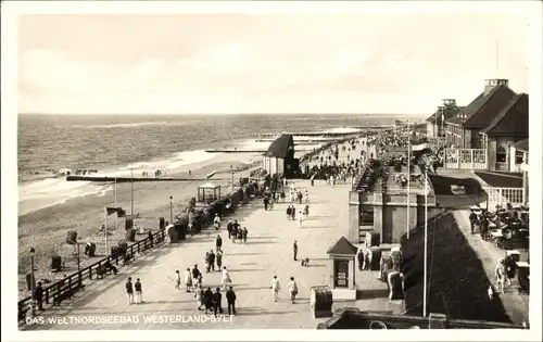 Ak Westerland auf Sylt, Strandpromenade, Personen