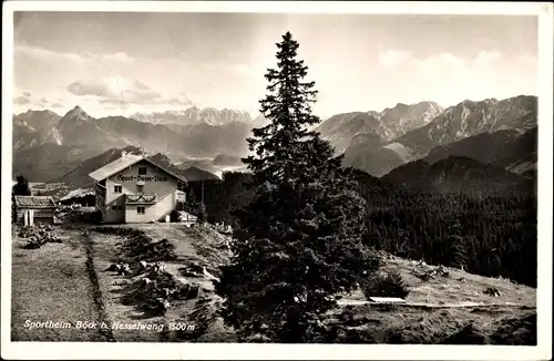 Ak Nesselwang im Ostallgäu, Sportheim Böck, Gebirge