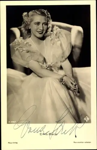 Ak Opernsängerin Erna Sack, Portrait, Ross Verlag  2725/1, Autogramm