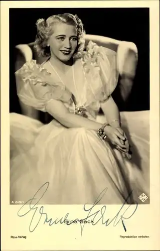 Ak Opernsängerin Erna Sack, Portrait, Ross Verlag  2725/1, Autogramm